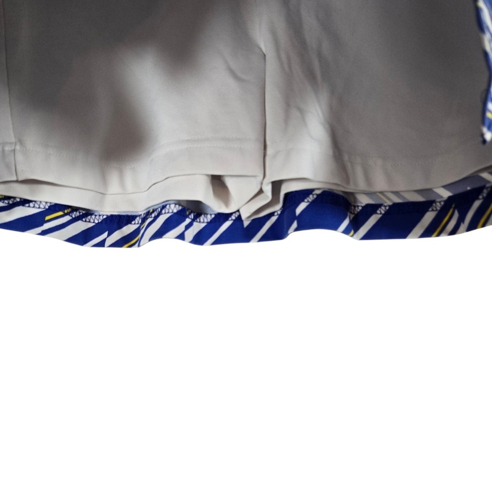 LBH Golf Skort Womens Large Blue Yellow Striped Elastic Waist Stretch Knit - Picture 2 of 8
